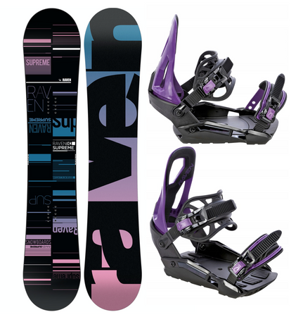 Damski zestaw snowboard Raven Supreme black + wiązania s230