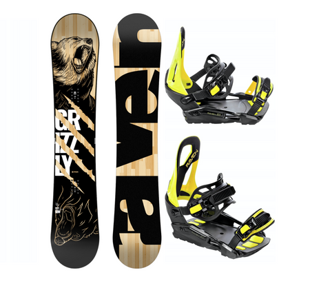 Męski zestaw Snowboard RAVEN GRIZZLY + Wiązania s230