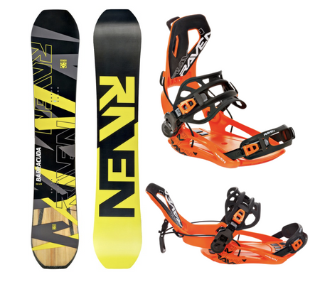 Męski zestaw Snowboard RAVEN  BARRACUDA  + Wiązania ft360 fastec