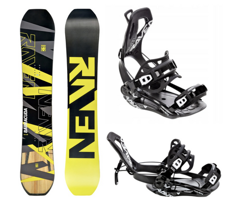 Męski zestaw Snowboard RAVEN  BARRACUDA  + Wiązania ft360 fastec