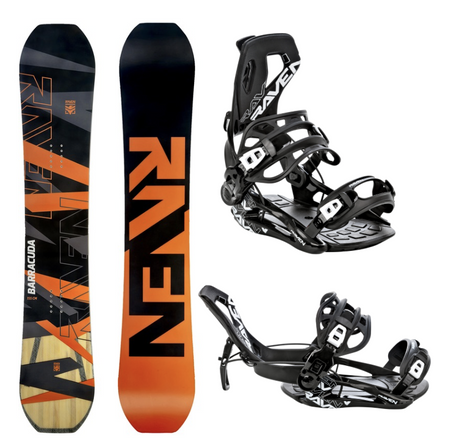 Męski zestaw Snowboard RAVEN  BARRACUDA  + Wiązania ft360 fastec