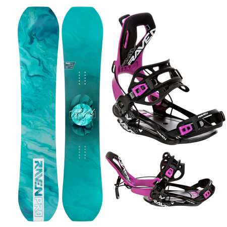 Damski zestaw snowboard Raven pro marble Carbon