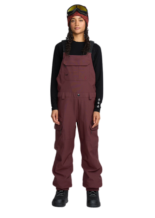 Damskie Spodnie Snowboardowe Volcom Creston 3D Stretch Bib Overall oxblood