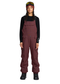 Damskie Spodnie Snowboardowe Volcom Creston 3D Stretch Bib Overall oxblood