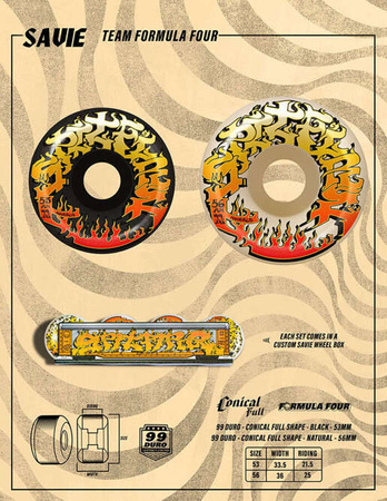 Kółka do deskorolki Spitfire - F4 Savie  Conical Full black
